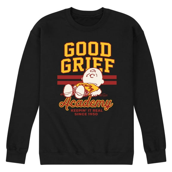 Peanuts - Good Grief Academy - Men's Crew Neck Fleece Pullover