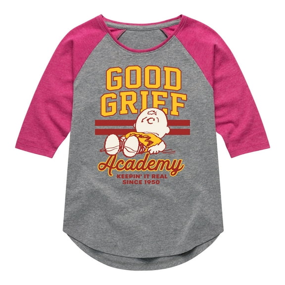 Peanuts - Good Grief Academy - Toddler & Youth Girls Raglan Graphic T-Shirt