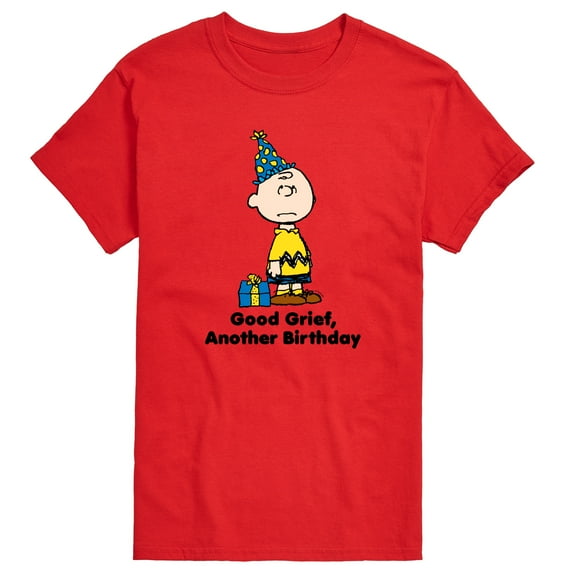 Peanuts - Good Grief Another Birthday  - Men's Short Sleeve Graphic T-Shirt