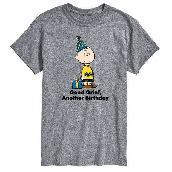 Peanuts - Good Grief Another Birthday  - Men's Short Sleeve Graphic T-Shirt