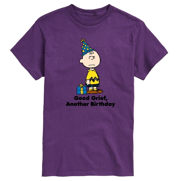 Peanuts - Good Grief Another Birthday  - Men's Short Sleeve Graphic T-Shirt