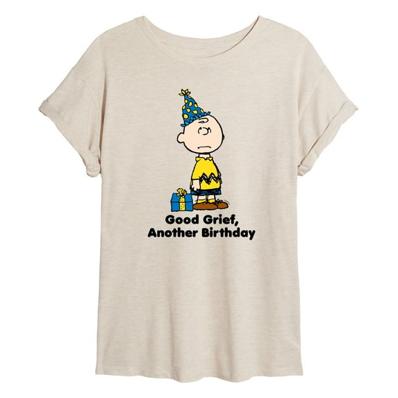 Peanuts - Good Grief Another Birthday - Women's Oversized Graphic T-Shirt