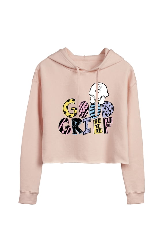 - Good Grief Charlie Brown - Juniors Cropped Pullover Hoodie