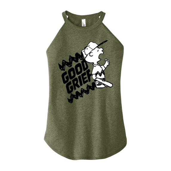 Peanuts - Good Grief Split - Juniors High Neck Tank Top
