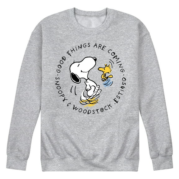 Peanuts - Good Things Are Coming Circle - Men's Crew Neck Fleece Pullover