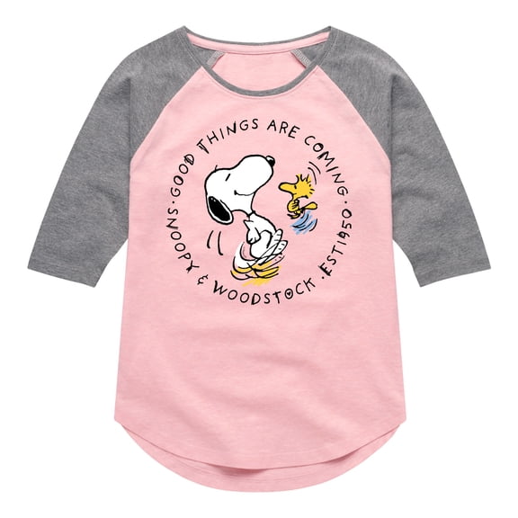 Peanuts - Good Things Are Coming Circle - Youth Girls Raglan Tee