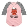 thumbnail image 1 of Peanuts - Good Things Are Coming Snoopy - Toddler & Youth Girls Raglan Graphic T-Shirt, 1 of 5