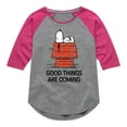 thumbnail image 1 of Peanuts - Good Things Are Coming Snoopy - Toddler & Youth Girls Raglan Graphic T-Shirt, 1 of 6