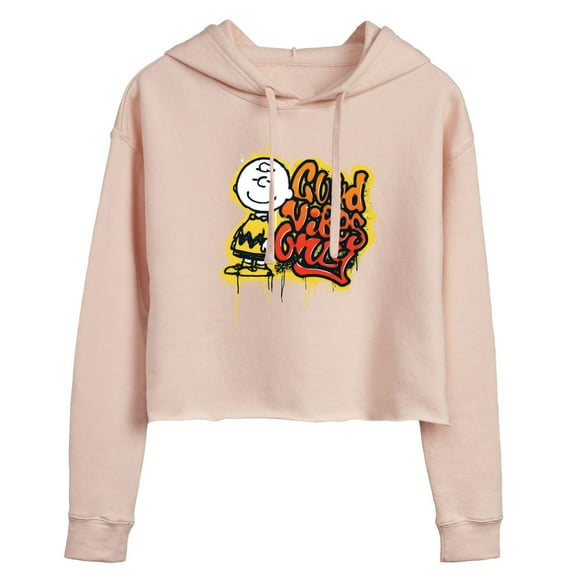 Peanuts - Good Vibes Only - Juniors Cropped Pullover Hoodie