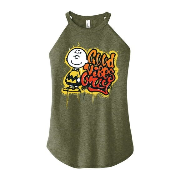 Peanuts - Good Vibes Only - Juniors High Neck Tank Top
