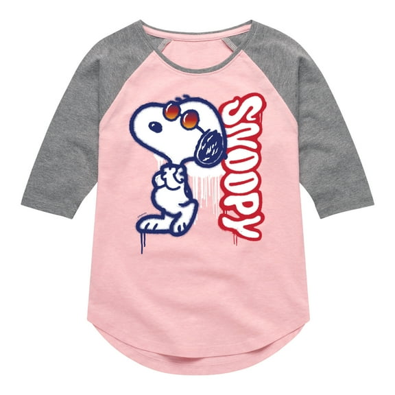 Peanuts - Graffiti Snoopy - Toddler And Youth Girls Raglan Graphic T-Shirt