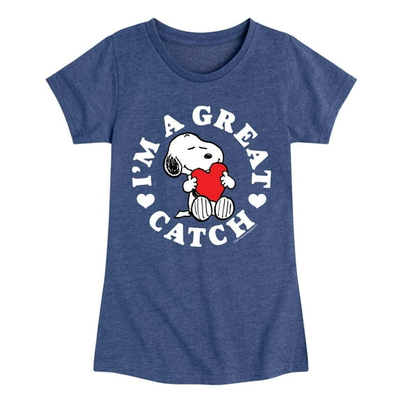 Peanuts - Great Catch - Girls Toddler And Youth Short Sleeve Graphic T-Shirt
