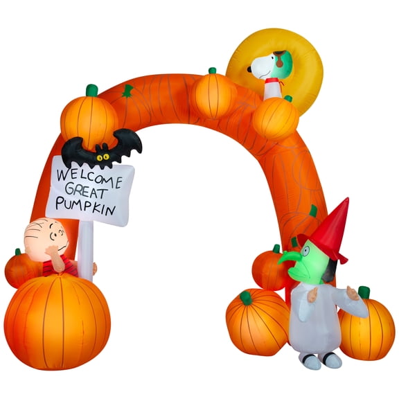 Peanuts Great Pumpkin Airblown Inflatable Archway with Charlie Brown, Snoopy and Lucy, 9.5 ft Tall