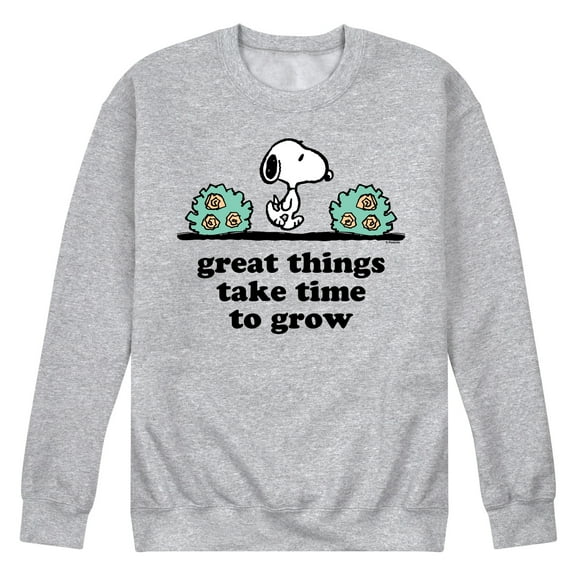 Peanuts - Great Things Take Time To Grow - Men's Crew Neck Fleece Pullover