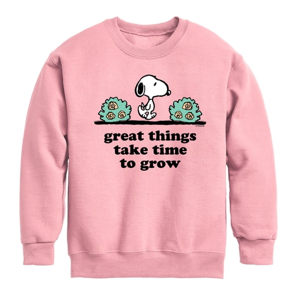 Peanuts - Great Things Take Time To Grow - Toddler & Youth Crewneck Fleece Sweatshirt