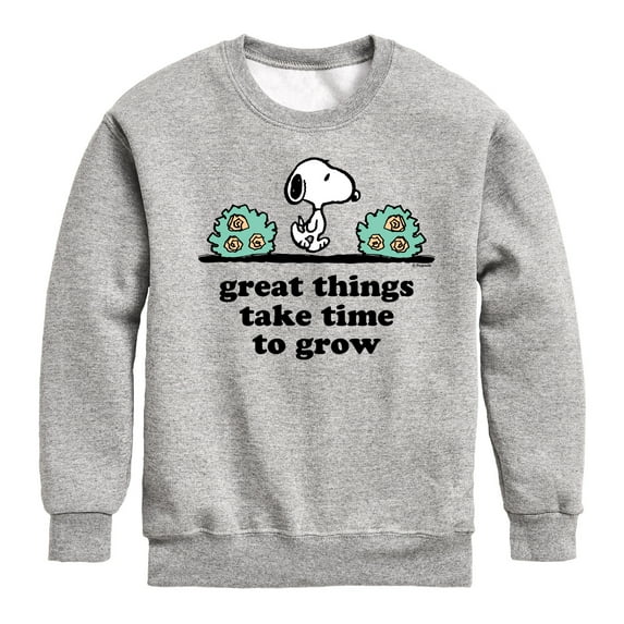 Peanuts - Great Things Take Time To Grow - Toddler & Youth Crewneck Fleece Sweatshirt