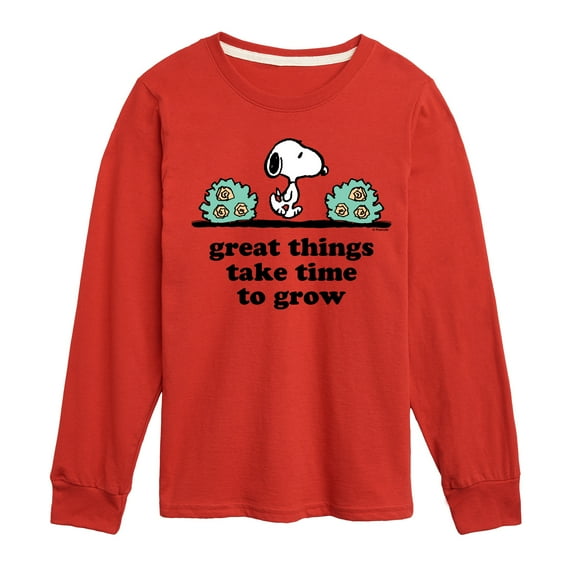 Peanuts - Great Things Take Time To Grow - Toddler & Youth Long Sleeve Graphic T-Shirt