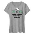 thumbnail image 1 of Peanuts - Great Things Take Time to Grow - Women's Short Sleeve Graphic T-Shirt, 1 of 6