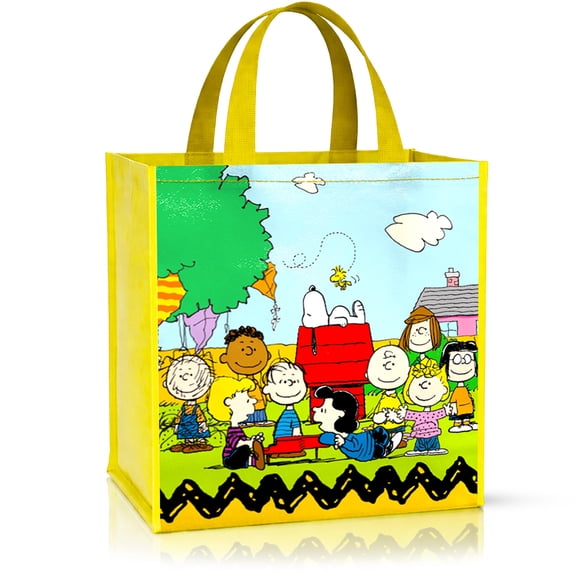 Peanuts Grocery Tote Bags Bundle - Set of 2 Snoopy Double-Sided Tote Bag | 2 Medium Peanuts Reusable Bags Featuring Charlie Brown, Snoopy, Woodstock, More for Groceries, Shopping, Beach