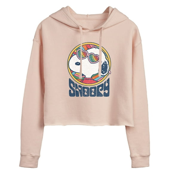 Peanuts - Groovy Snoopy - Juniors Cropped Pullover Hoodie