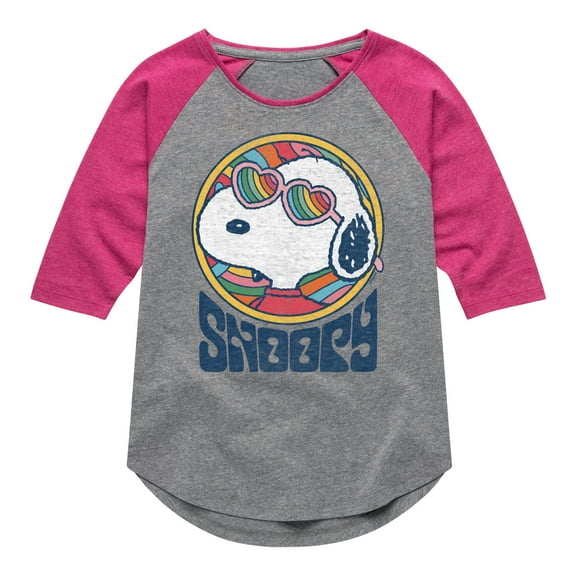 Peanuts - Groovy Snoopy - Toddler And Youth Girls Raglan Graphic T-Shirt