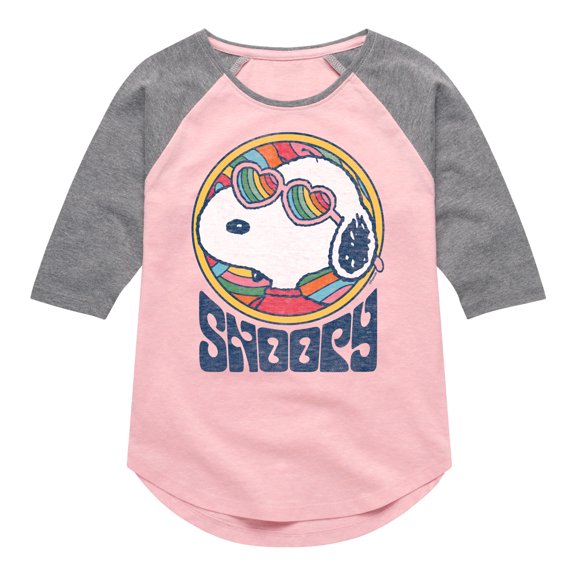 Peanuts - Groovy Snoopy - Toddler And Youth Girls Raglan Graphic T-Shirt