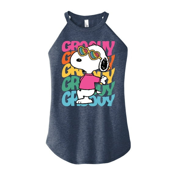 Peanuts - Groovy Stacked - Juniors High Neck Tank Top