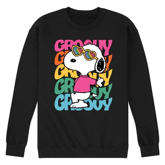 Peanuts - Groovy Stacked - Men's Crew Neck Fleece Pullover
