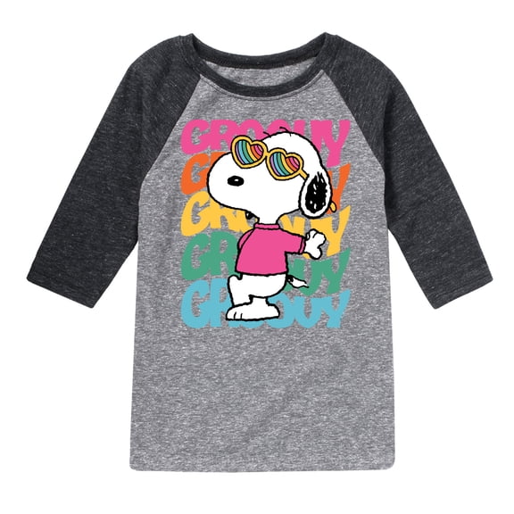 Peanuts - Groovy Stacked - Toddler And Youth Raglan Graphic T-Shirt