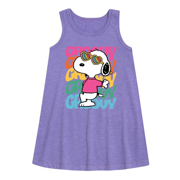 Peanuts - Groovy Stacked - Toddler and Youth Girls A-line Dress