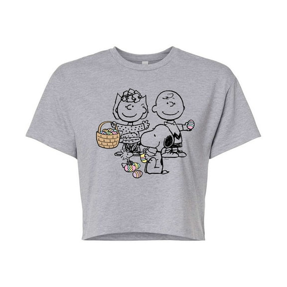 Peanuts - Group Easter - Juniors Cropped Cotton Blend T-Shirt