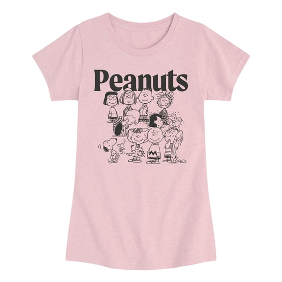 Peanuts - Group Outline - Youth Girls Fitted Short Sleeve T-Shirt