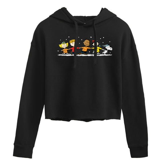 Peanuts - Group Skate - Juniors Cropped Pullover Hoodie