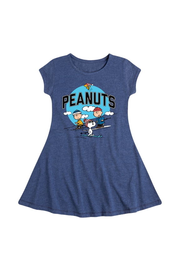 Snoopy and Friends Skiing - Toddler And Youth Girls Fit And Flare Dress