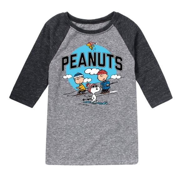 Peanuts - Snoopy and Friends Skiing - Toddler And Youth Raglan Graphic T-Shirt