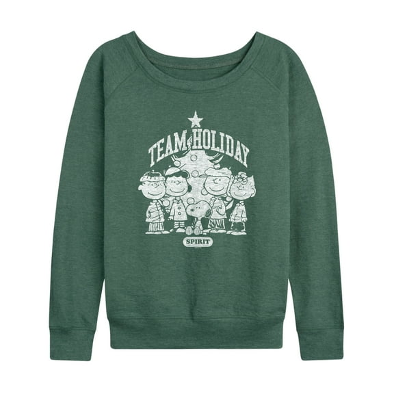 Peanuts - Group Team Holiday Spirit - Women's French Terry Long Sleeve Pullover