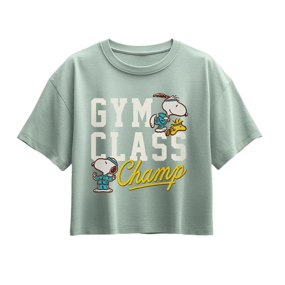Peanuts - Gym Class Champ Faux Patch - Youth Girls Boxy T-Shirt