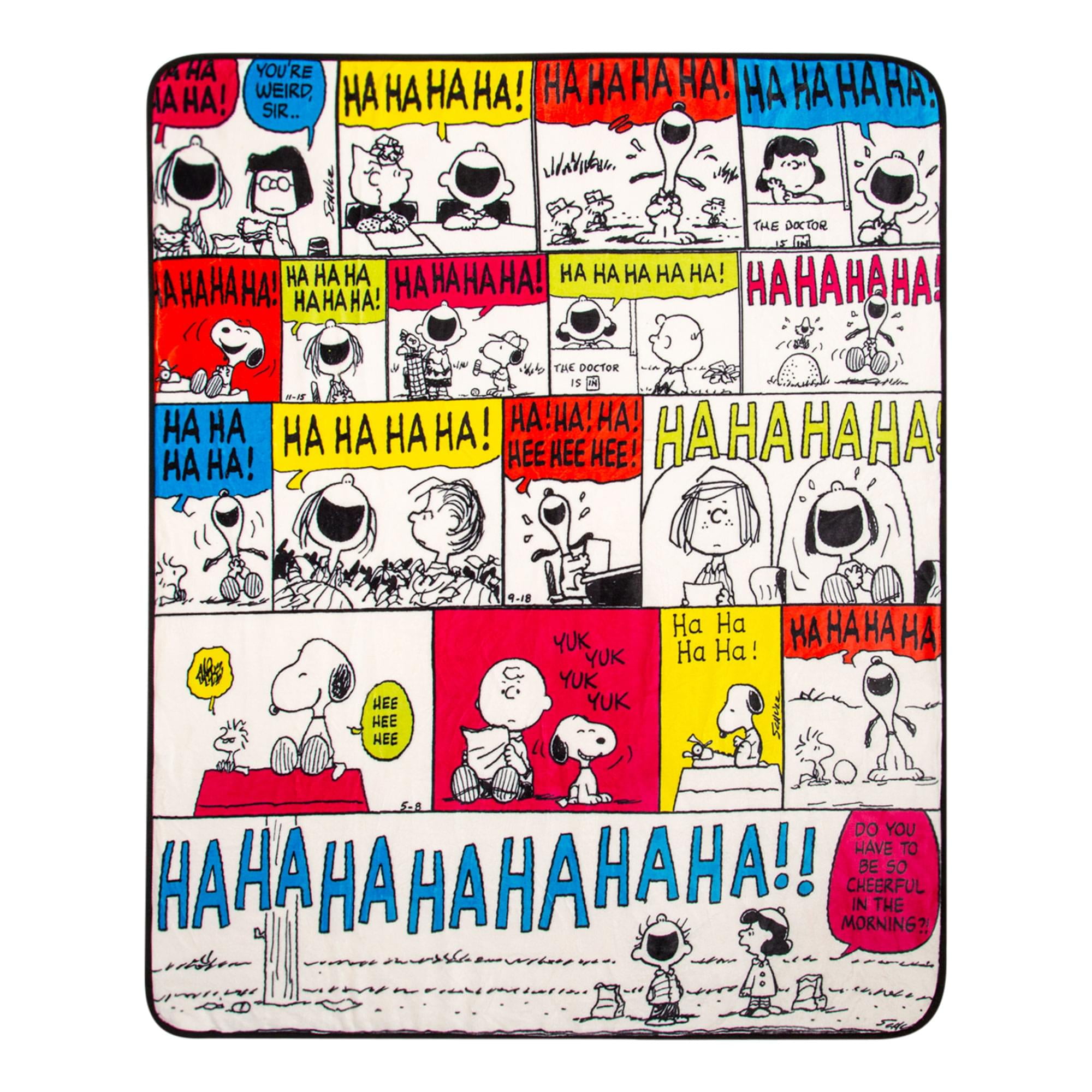 Peanuts "Ha Ha Ha" Comic Strip Panels Sherpa Throw Blanket 50 x 60