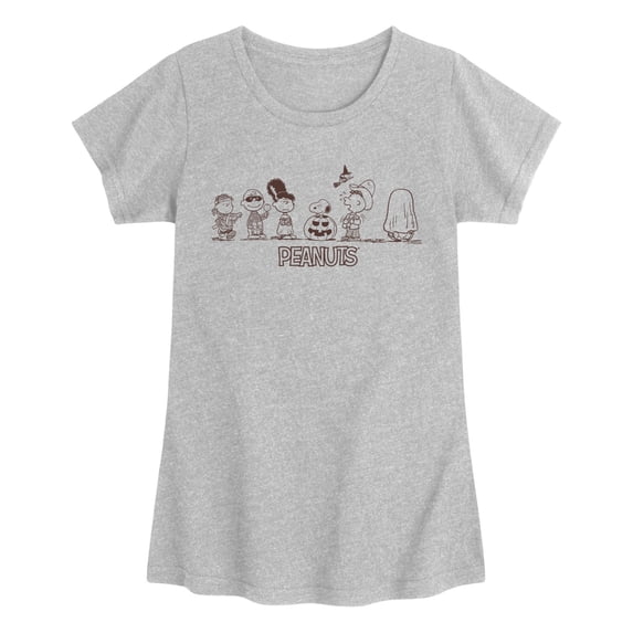 Peanuts - Halloween Lineup Girls' Fitted Short Sleeve Graphic T-Shirt