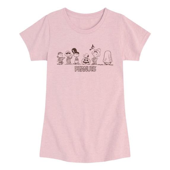 Peanuts - Halloween Lineup Girls' Fitted Short Sleeve Graphic T-Shirt