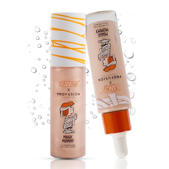 Profusion Cosmetics Peanuts 2PC Face Primer & Setting Spray Set, Illuminating Face Primer & Makeup Mist For Radiant Finish, Vegan & Cruelty-Free