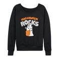 thumbnail image 1 of Peanuts - Halloween Rocks Women's Lightweight French Terry Wide Neck Long Sleeve Graphic Shirt, 1 of 5