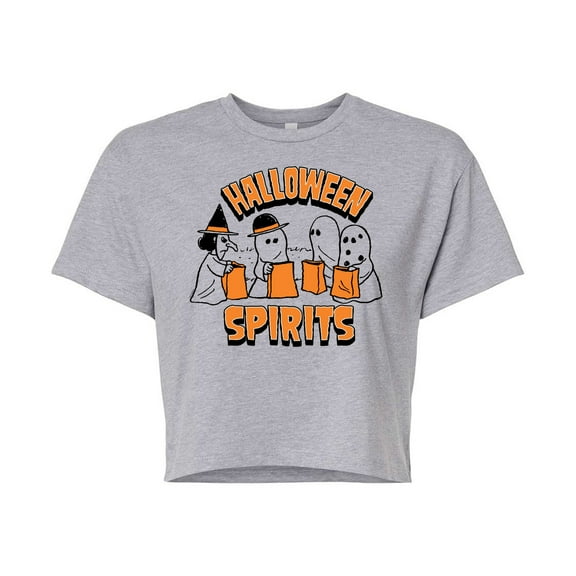 Peanuts - Halloween Spirits - Juniors Cropped Cotton Blend T-Shirt