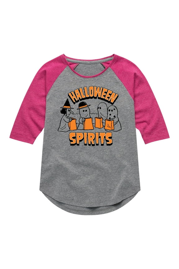 - Halloween Spirits - Toddler & Youth Girls Raglan Graphic T-Shirt