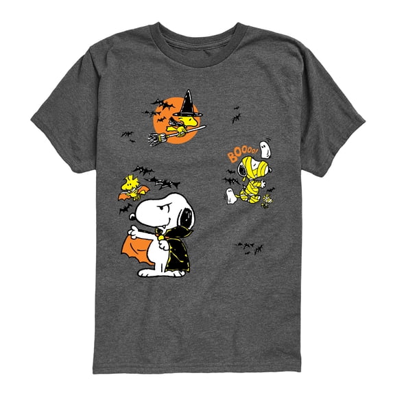 Peanuts - Halloween Stickers - Youth Boys Short Sleeve Graphic T-Shirt