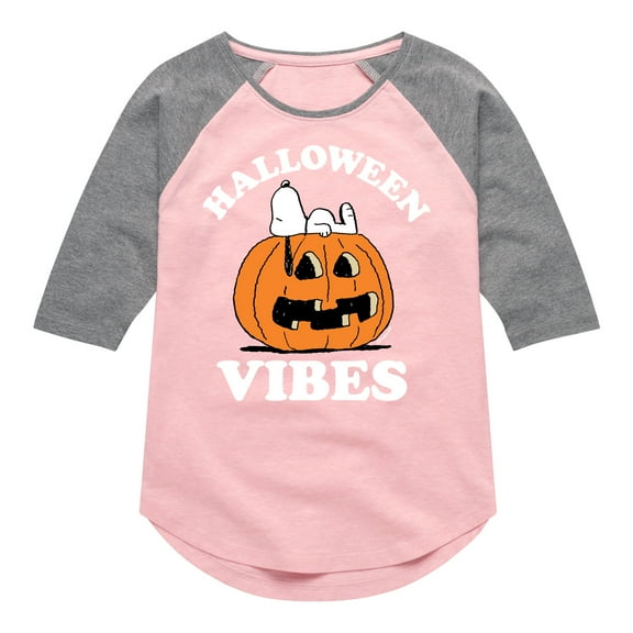 Peanuts - Halloween Vibes - Toddler And Youth Girls Raglan Graphic T-Shirt