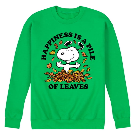 Peanuts - Happiness Is A Pile Of Leaves - Men's Crew Neck Fleece Pullover