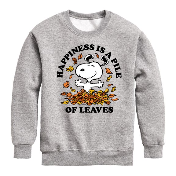 Peanuts - Happiness Is A Pile Of Leaves - Toddler And Youth Crewneck Fleece Sweatshirt