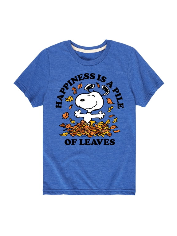 - Happiness Is A Pile Of Leaves Boys' Short Sleeve Graphic T-Shirt