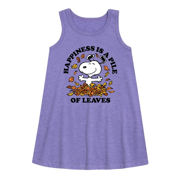 Peanuts - Happiness Is A Pile Of Leaves - Toddler and Youth Girls A-line Dress
